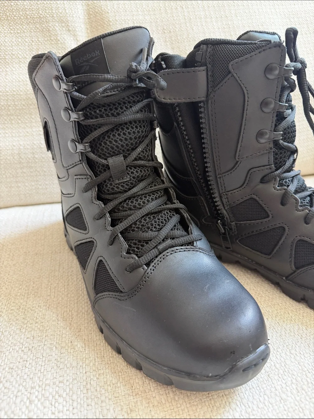 Reebok All-Black Tactical Lace-Up Side-Zip Boots